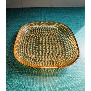 Carnival RARE Glass Dish Amber Thousand Eyes Hobnail Granny Core Retro Chic MCM